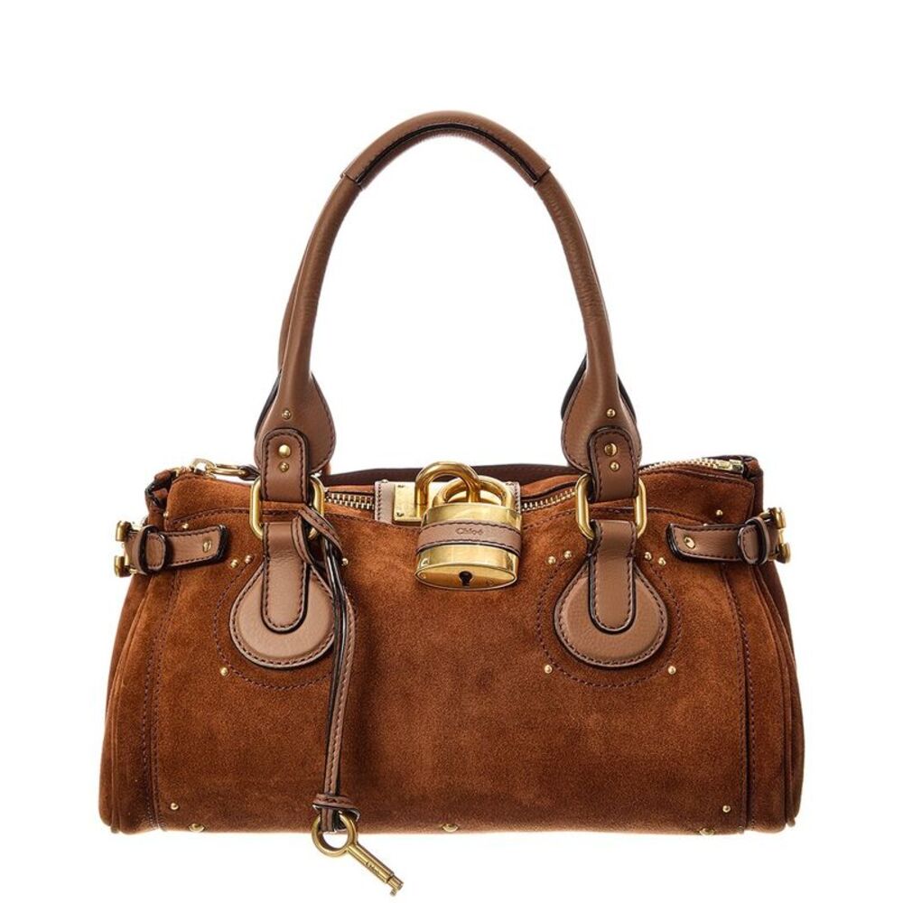 Chloé Paddington Suede & Leather Shoulder Bag, Brown